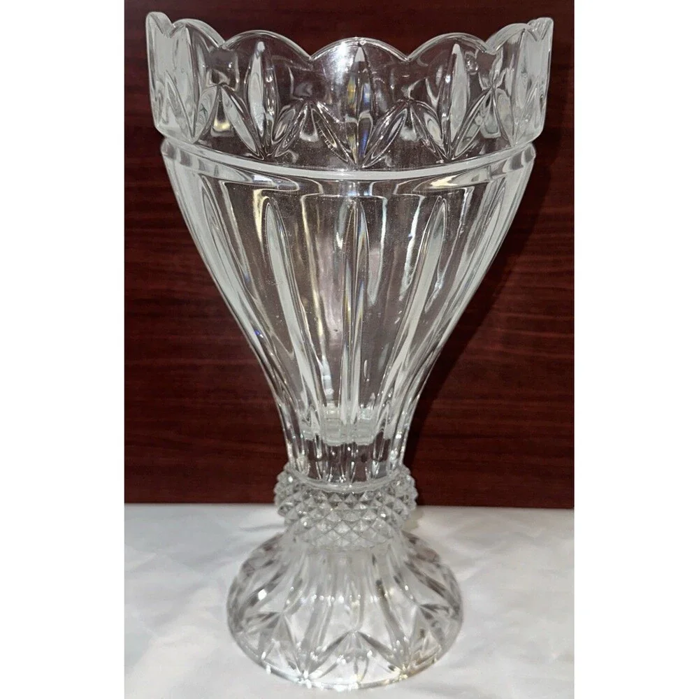 Shannon by Godinger Olympia Large 24% Lead Crystal Vase Centerpiece 11.5